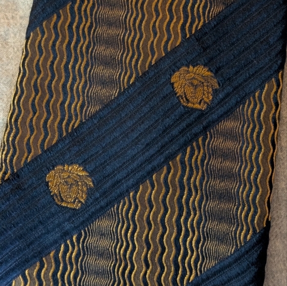 Versace Blue and Gold Medusa Head  Tie - Picture 2 of 7